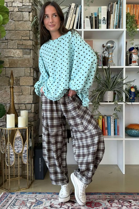 Scamp Lantern Sweatshirt Polka Dot Mint & Chocolate - 